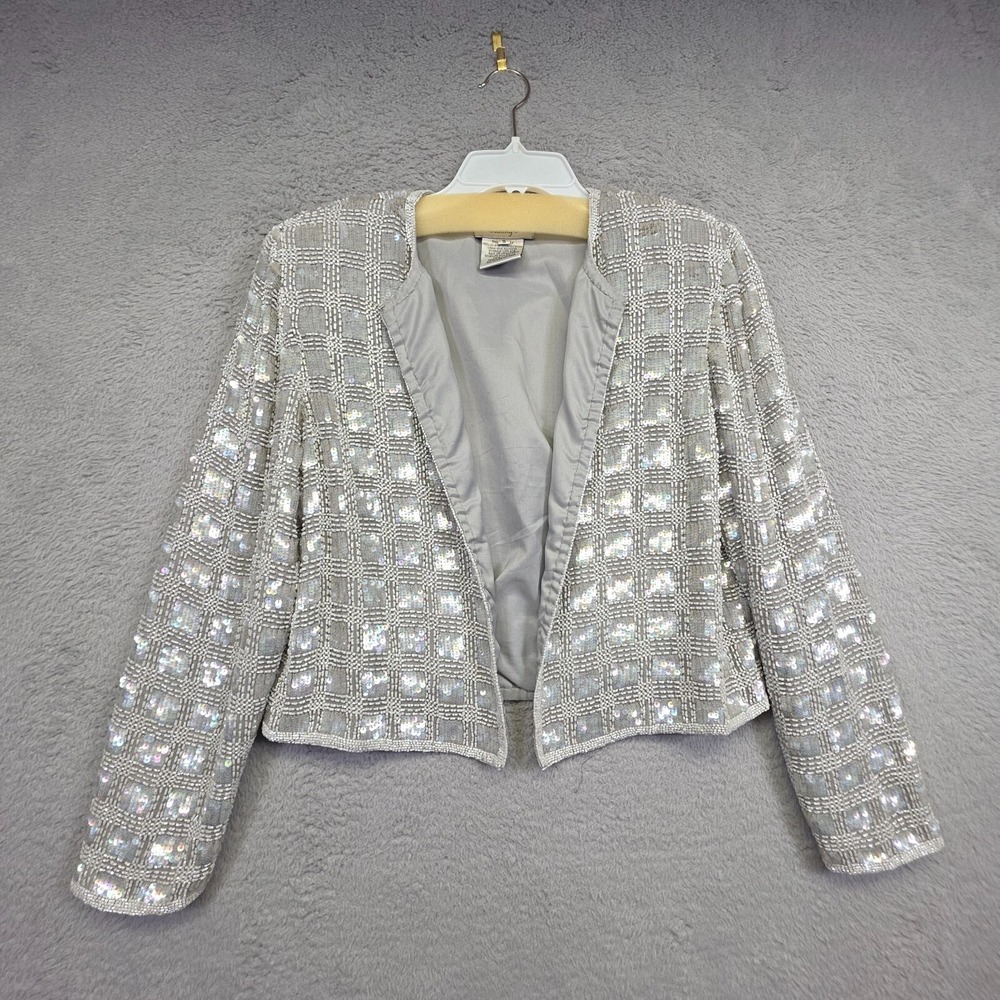 Adrianna Papell Evening Outfit Set Womens S Satin Tank Formal Silver Evening - Picture 3 of 16
